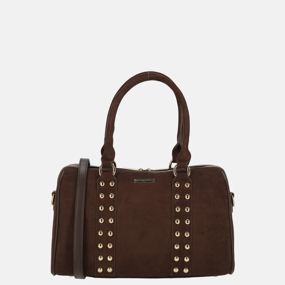 Flora & Co bowling suedine handtas studs chocolat